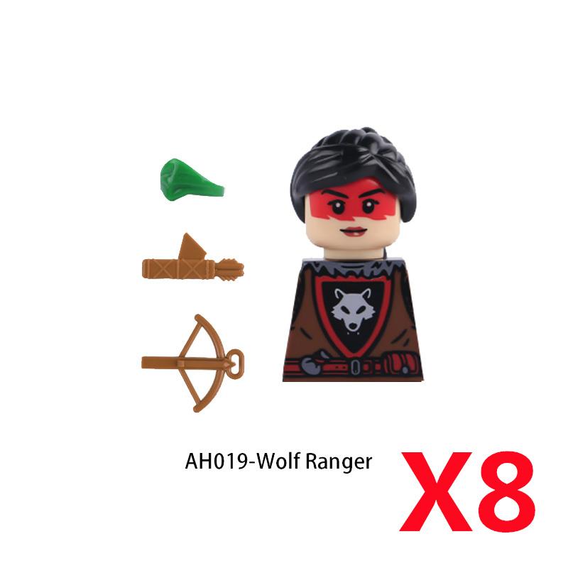 MOC Medieval Knight Castle Figures Building Blocks Weapon Wolf Swordsmen Guard Bow Arrow Shield Flags Warhorse Toys Gifts S002