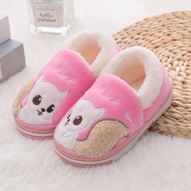 Slippers Fashion Girls Toddler Winter Warm Shoes Casual Home Gear Baby Boy Antislip Sole Loafers Cartoon Squirrel Kids Footwear