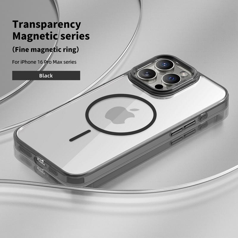 Genomskinligt Magsafe Magnetiskt Fodral För iPhone 16 Pro Max 15 Pro 14 13 12 11 Metallisk Linsram Genomskinligt Stötsäkert Mjuk Kantad Mobilskal