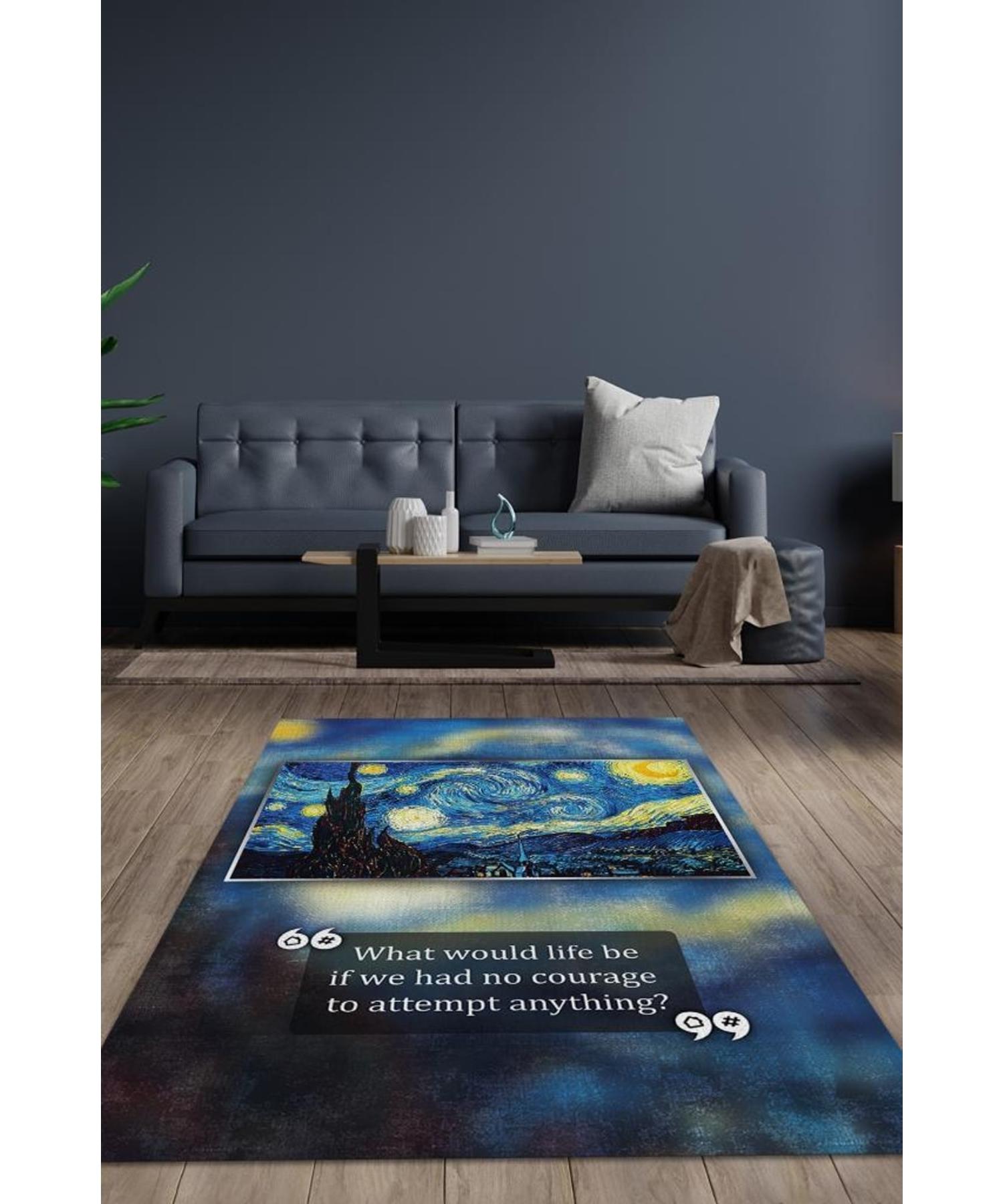 

Звездная ночь Ван Гог Тканый моющийся нескользящий ковер для любителей искусства