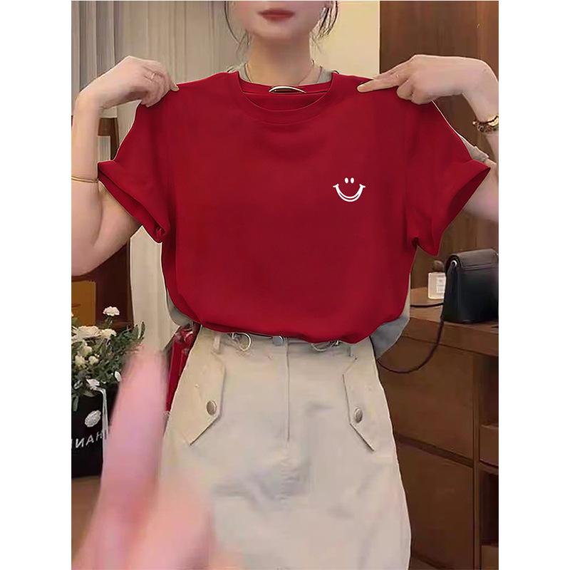 Summer 2026 Women's Korean Style Yellow Cotton Short-Sleeve T-Shirt - Fashionable, Versatile, Age-Reducing Base Layer