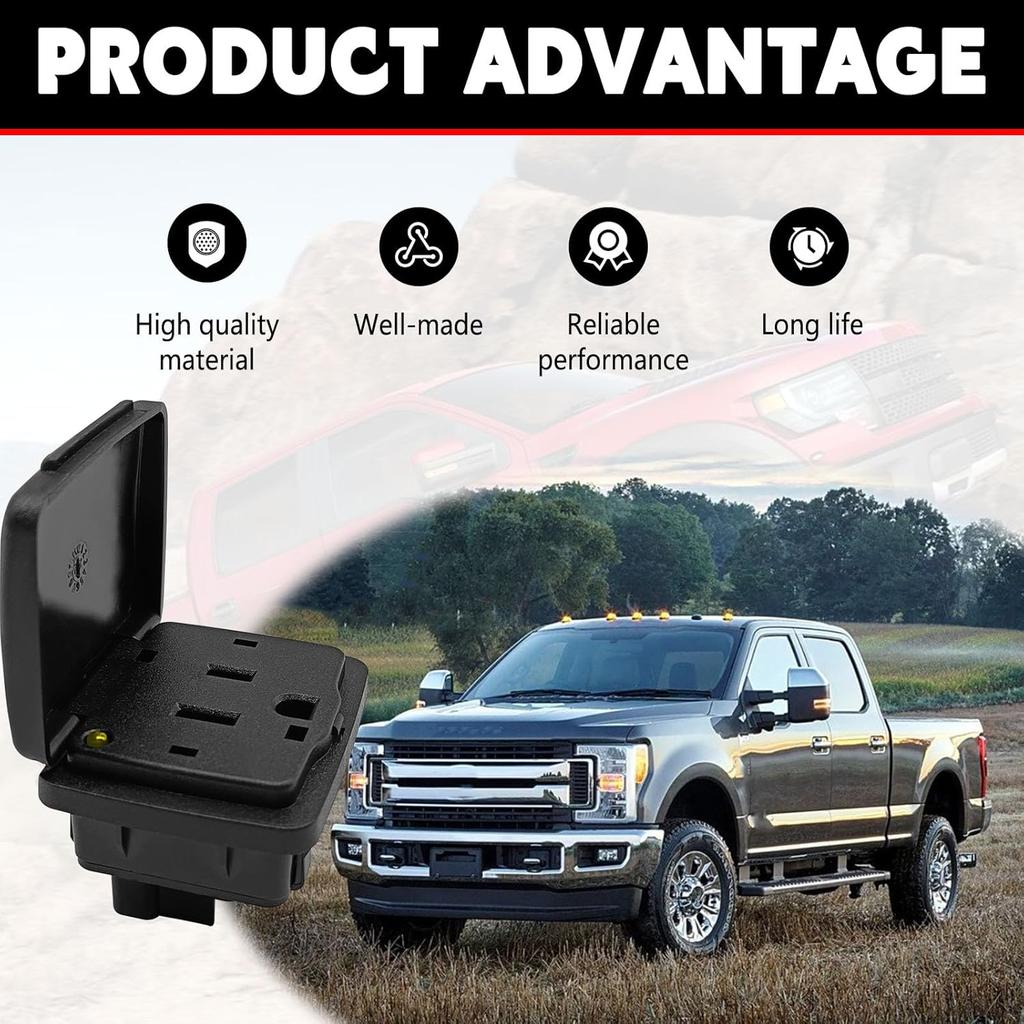 Center Console Rear Power Outlet Socket Plug Compatible with Ford F150 2010-2014 Explorer 2011-2015 F250 F350 F450 Super Duty 2011-2016 Lincoln