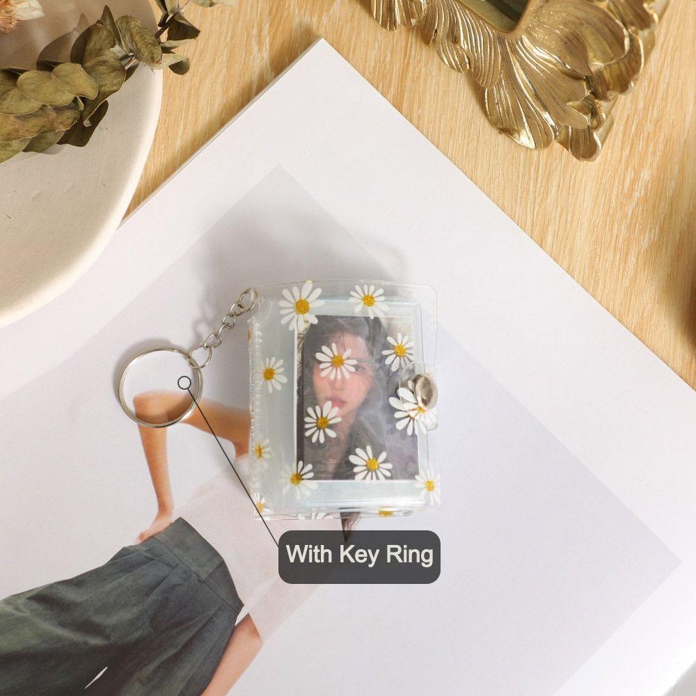 PVC Mini Photo Album Little Daisy Backpack Keyring New Name Card Book