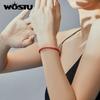 WOSTU 100% Real 925 Silver Red Black Gray White Rope Bracelet Classic Lucky Bangle Fit Beads Charms DIY Jewelry Making