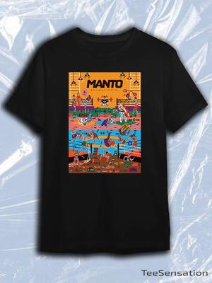 Manto Black Crew Neck Short Sleeve T-Shirt with Colorful Manto Fighting Gym Box Art Print