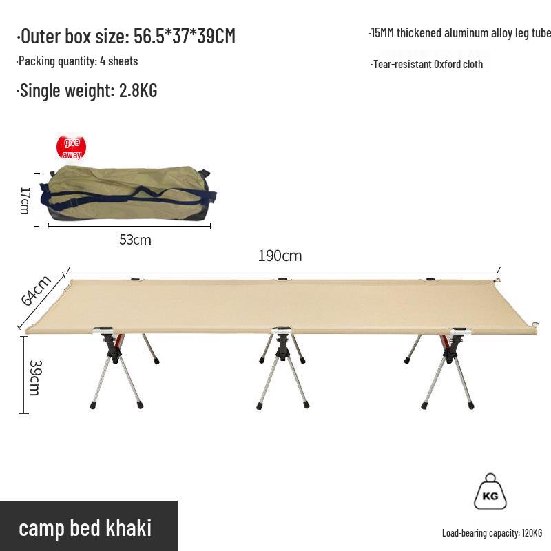 Adjustable Aluminum Folding Camping Bed with Oxford Cloth