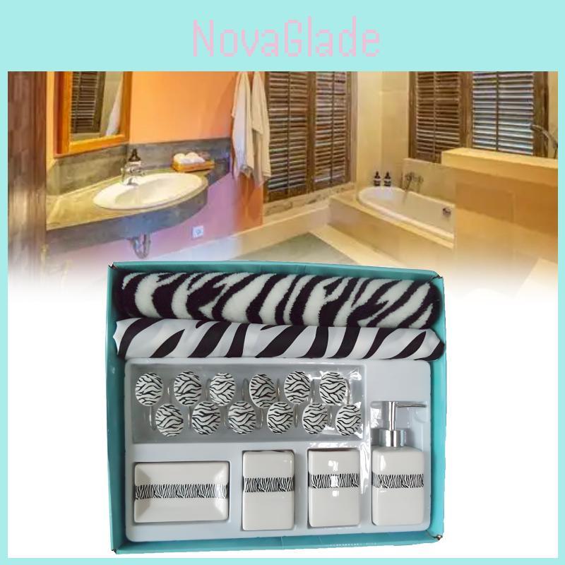 Modern Geometric Polyester Bathroom Set With Shower Curtain And Nonslip Mat For Home Use