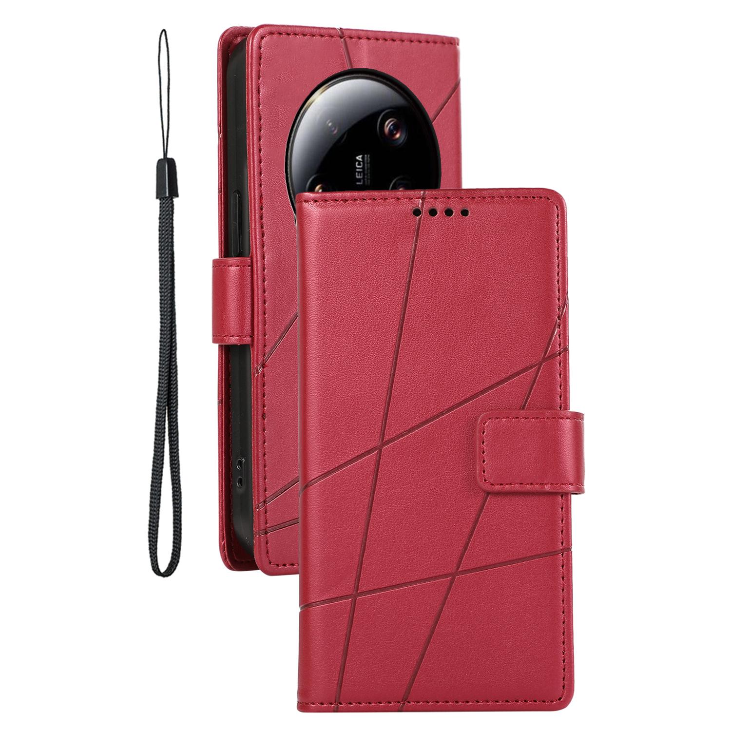 

DF-06 Для Xiaomi 13 Ultra Чохол З тисненням Шкіряний Чохол для Мобільного Телефону з Повним Захистом Red