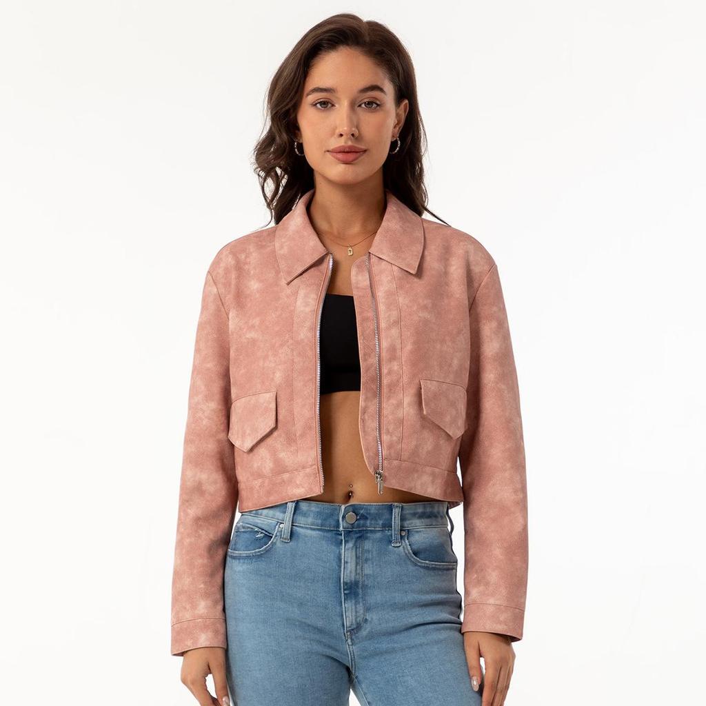 Spring and Autumn New Thin Leather Jacket Women's Long-sleeved Casual Ladies Coat Fashion European and American Leather Jacket