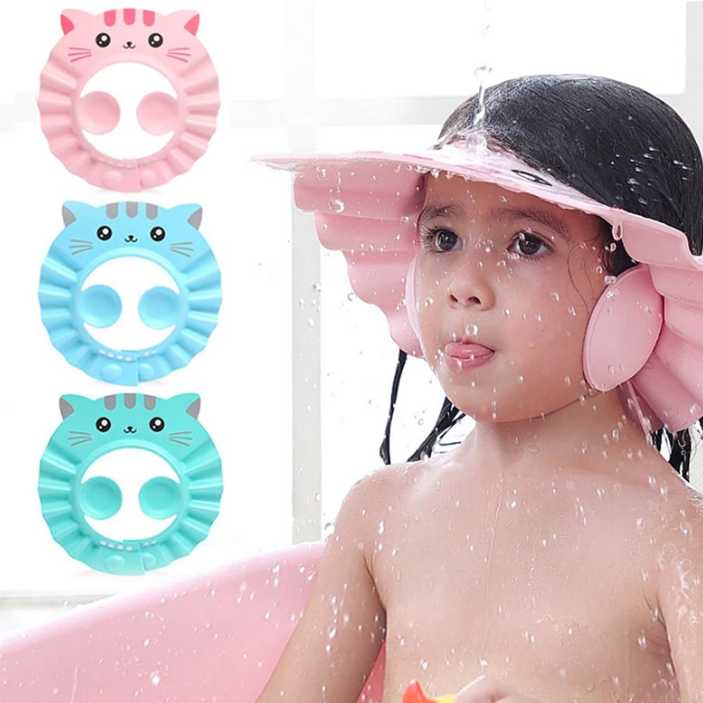 Adjustable Waterproof Ear Protection Shampoo Shield Baby Shower Cap Bath Head Cover Hair Wash Hat