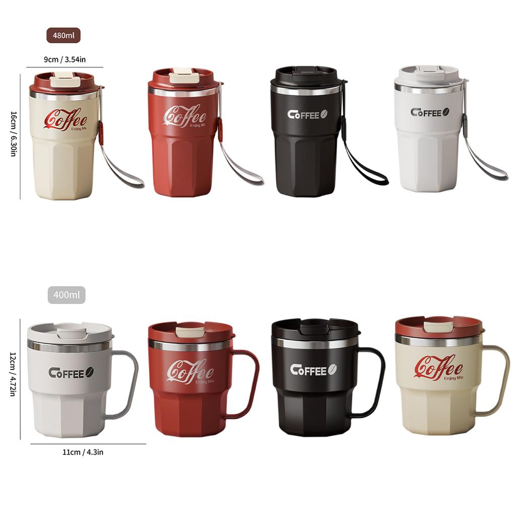 WORTHBUY Insulated Cup 304 Stainless Steel Double Layer Coffee Cup With Handle Portable Leak-proof Thermal Water Cup For Student