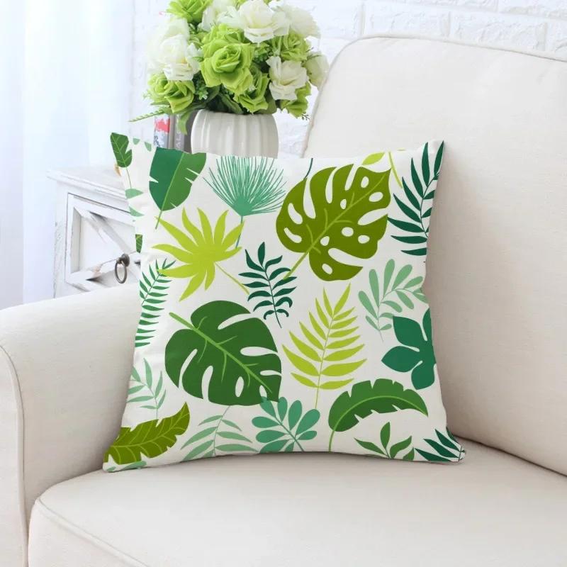 Luxury Home Decor Pillowcase Tropical Rainforest Plant Flower Coconut Print Office Sofa Car Cushion Cover