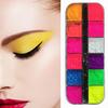 Yousheng 1Box Makeup Eyeshadow Universal Non-caking High Color Rendering Nail Art 12-color Fluorescent Powder for Girl