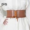 Corset Waist Belt for Women Lace Up Tied Waspie Elastic Wide Belt for Dresses Halloween Pirate Costume Accessory