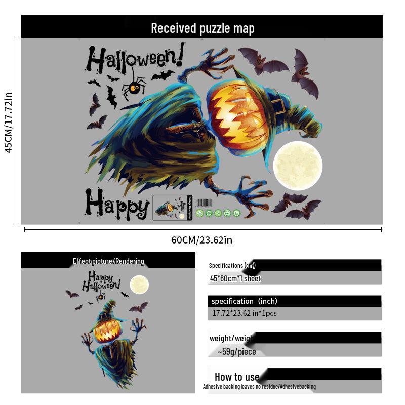 2025 Halloween Pumpkin & Witch Static Cling Wall & Window Stickers