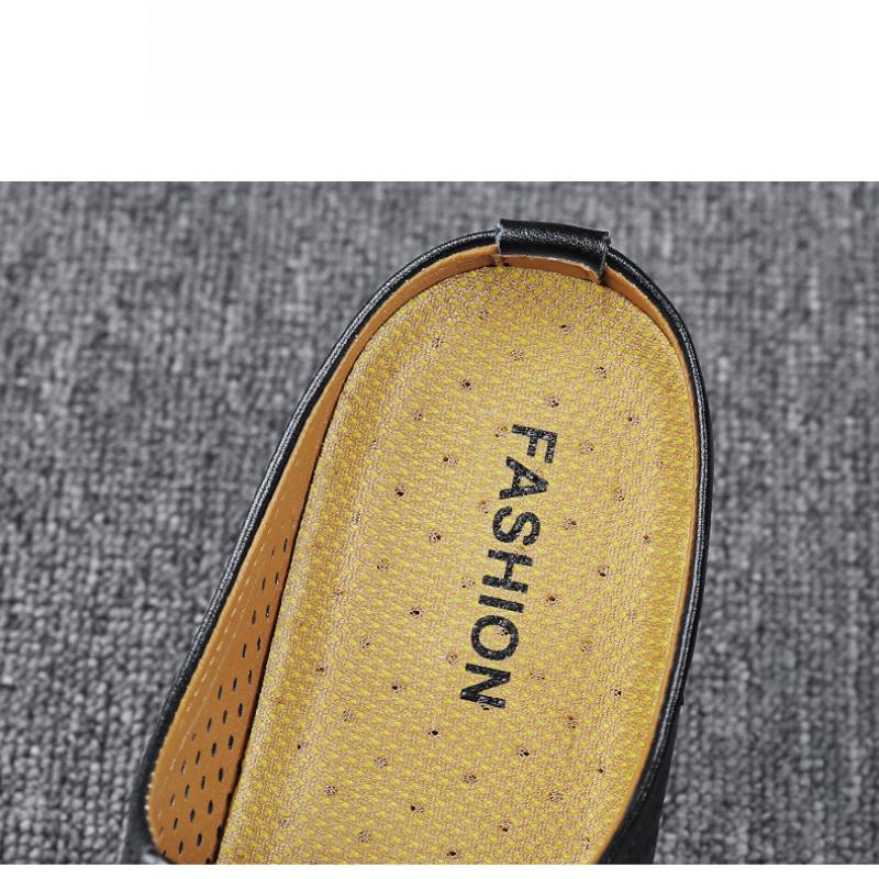 Men's Leather Slippers Hollow Sandals Casual Shoes