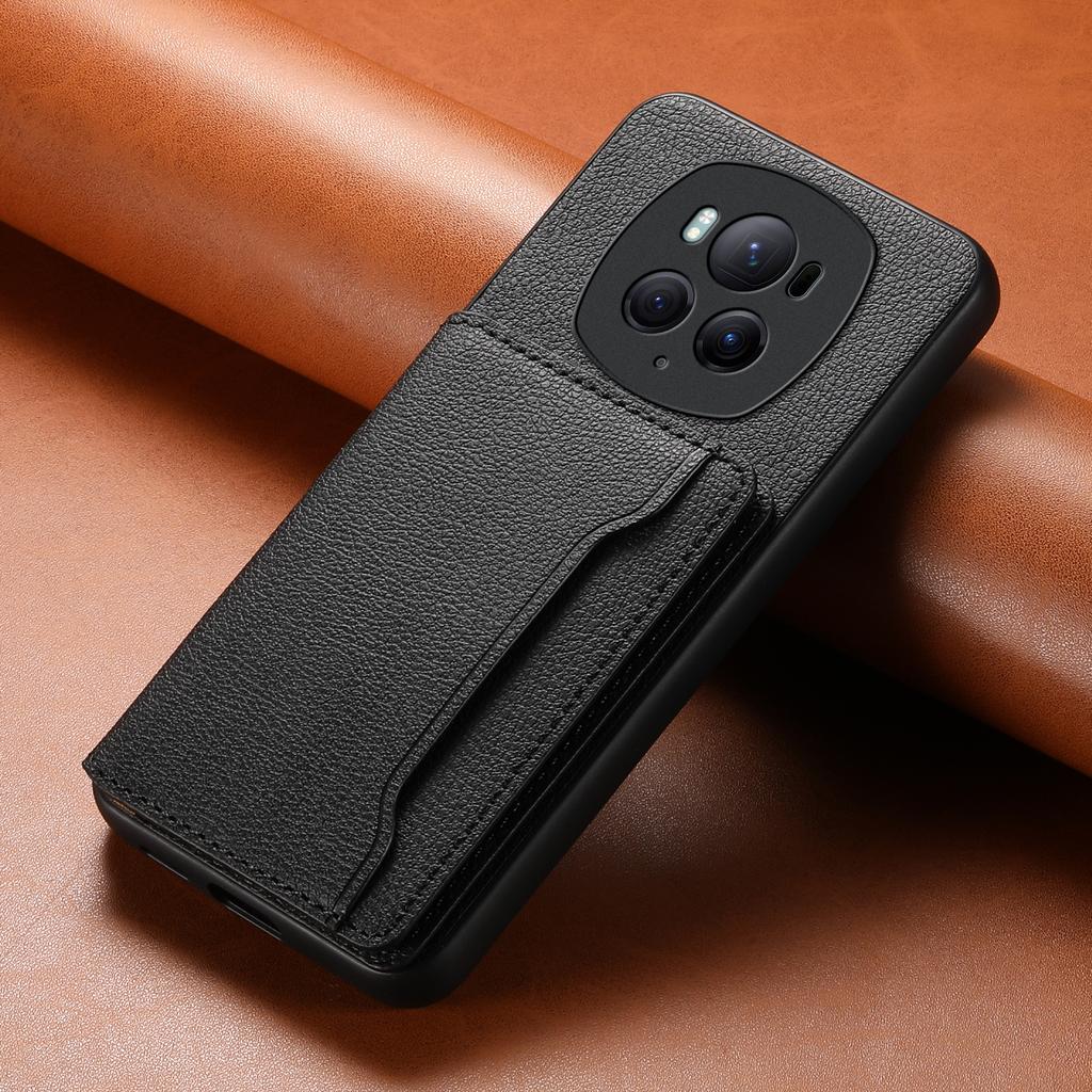 For Honor Magic6 Pro 5G Case Kickstand Drop-proof Leather Coated PC+TPU Back Phone Cover