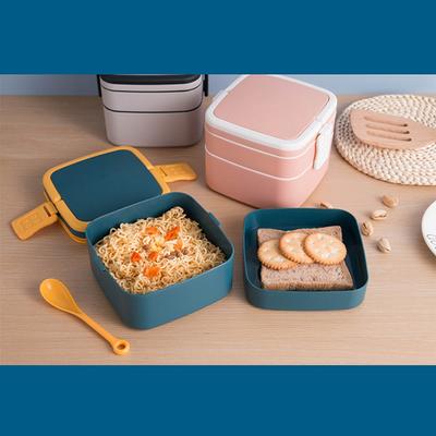 Doppelschichtige tragbare Lunchbox mit Deckel kann beheizt werden. Einfache Lunchbox für Studenten und Büroangestellte