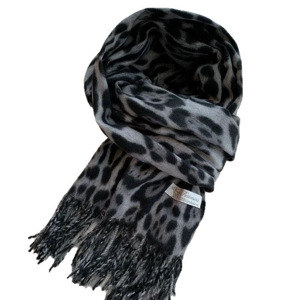 Windproof Leopard Scarf Thickened Winter Scarf Vintage Style Cashmere Scarf Women