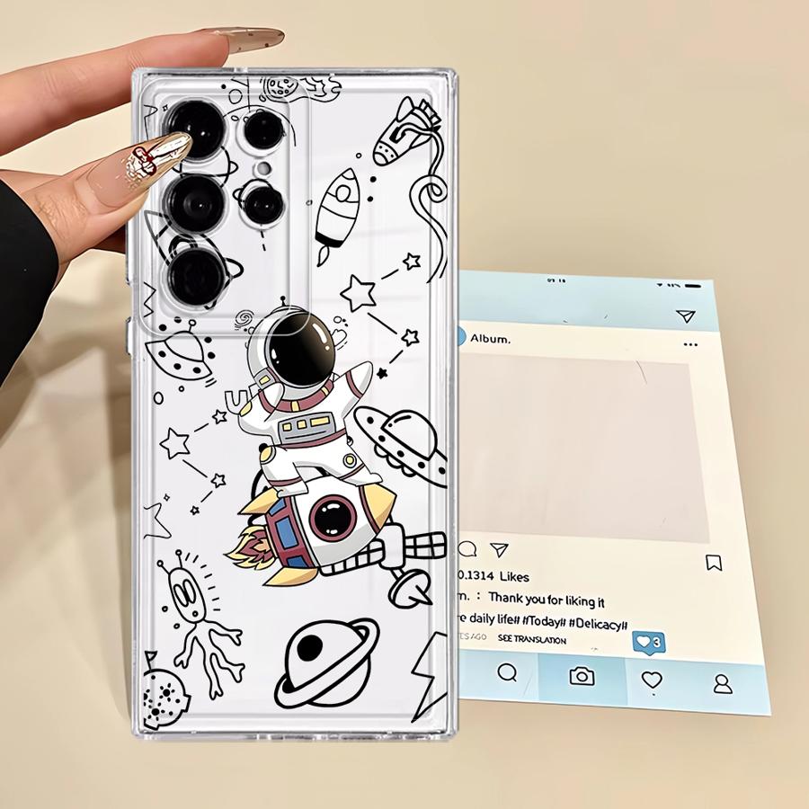 Cartoon Cute Astronaut Phone Cover Case for Samsung Galaxy S21 S23 Ultra S26 S24 S25 Edge S22 FE Note 20 Ultra 10 S20 Plus