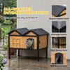 Wooden Cat House Outdoor Indoor with Weatherproof Asphalt Roof, Side Cleaning Door, PVC Curtain