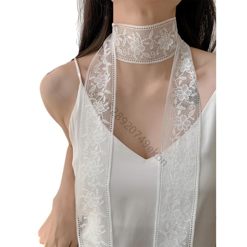 

Кисточки Удобные Шарфы Подружки невесты Свадебные Шарфы Ретро Кружевной Шарф LX9E белый