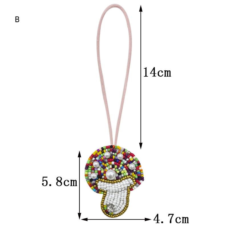 Cute Handmade Mushroom Beaded Bag Charm Colorful Beaded Keychain For Purse Home Decor Hanging Ornaments