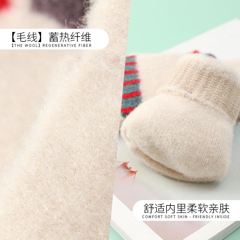 Xuehuaxiu's new women's winter thermal gloves, cute cartoon Christmas elk knitted half-finger flip gloves wholesale