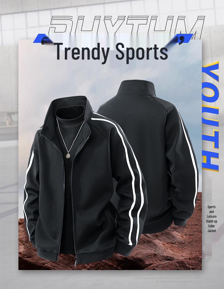 Men's Casual American Style Stand Collar Jacket - Versatile, Loose-Fit Outerwear