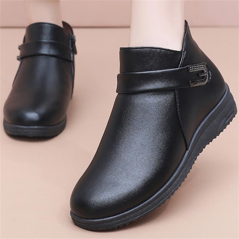 Women Ankle Boots Plush Short Tube Flat Soled Snow Boots Autumn/winter New Simple Retro Zipper Warm Casual Cotton Boots