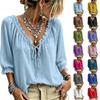 Damen Casual Farbige V-Ausschnitt Bluse mit Rüschenbesatz und Bindeband