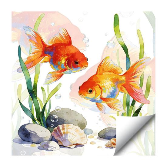 Goldfish Window Sticker Static Cling Window Decal Waterproof Removable Window Cling for Bathroom Living Room Bedroom