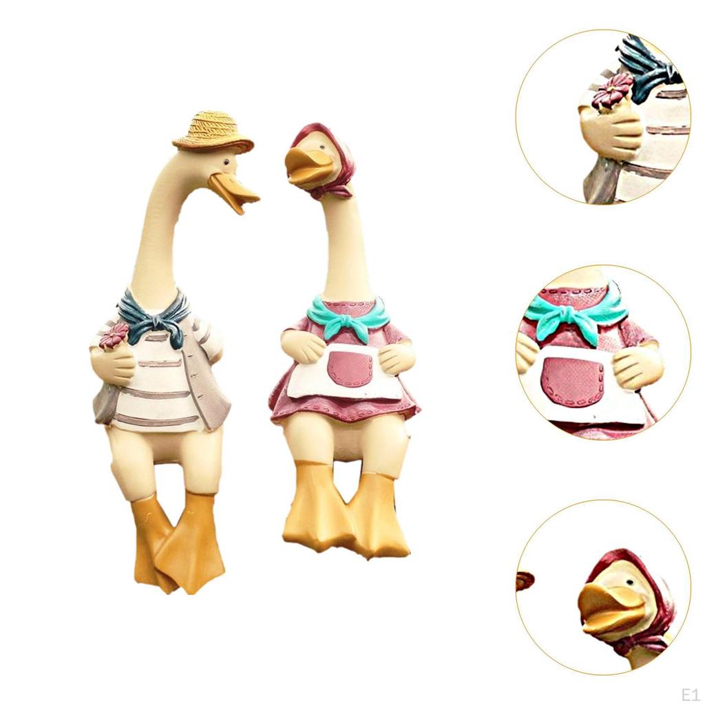 Couple Duck Figurine Statue Modern Decor Resin Ornament Sculpture for