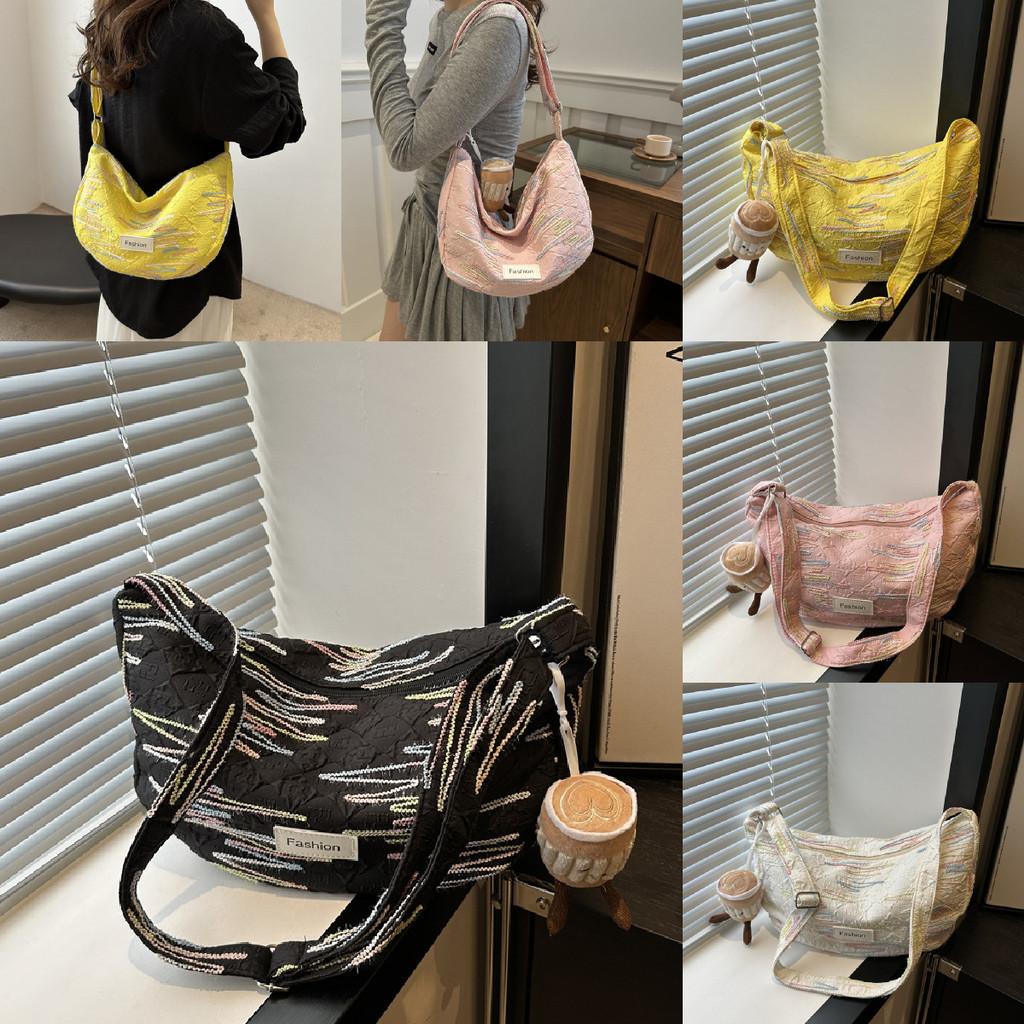 Large Capacity Summer 2024 Trendy Canvas Tote Bag Fashionable Street Style Shoulder Bag