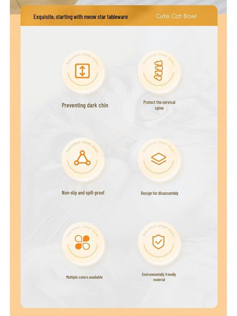 Anti-Blackening High-Leg Stainless Steel Cat Bowl - Non-Slip, Colorful Design