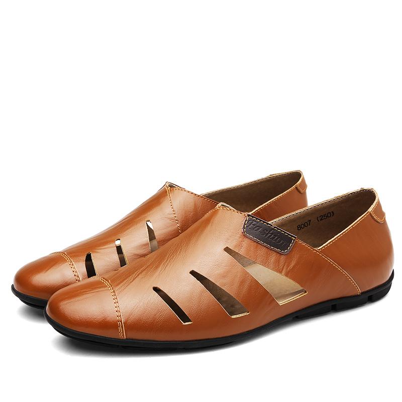 Fashion Trendy Men's New Fashionable Leather Shoes Men Casual Shoes Work Men Shoes Comfortable Hollow Out Outdoor Party Walking