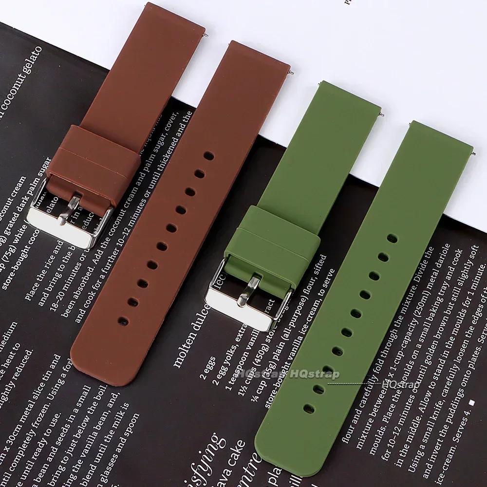 14mm 16mm 18mm 20mm 22mm 24mm Quick Release Soft Silicone Watch Band Universal Rubber Waterproof Bracelet Replacement Strap