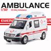 1:32 Scale Ambulance Model Toy Car with Multi-Door, Sound, and Light Features