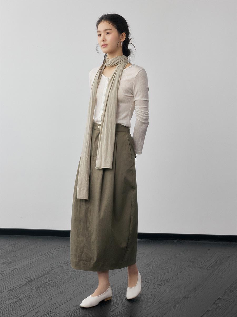 

Универсальная юбка-кокон с высокой талией и двойными складками Shi Jian - Стиль Весна 2026 Large