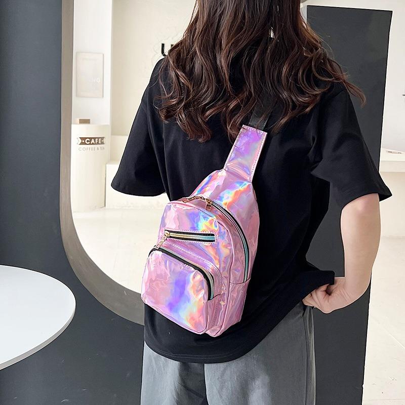 New Breast Bag Women's Texture Glossy Multi-functional Color Casual Shoulder Messenger Women's Bag
