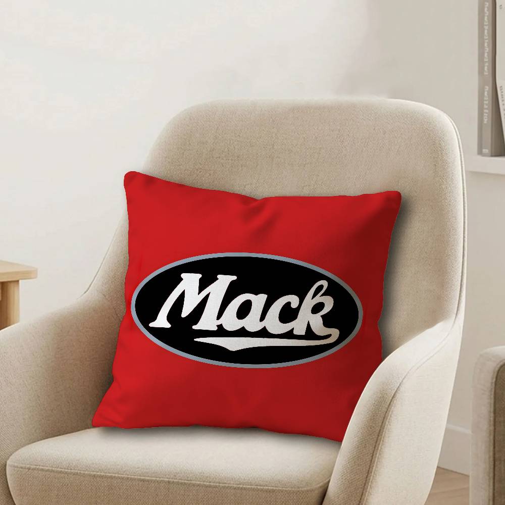 T-Truck Car M-MACKs Logo Pillow Covers Cartoon Sofa Decorative Home Double-sided Printing Short Plush Cute Cushion Cover