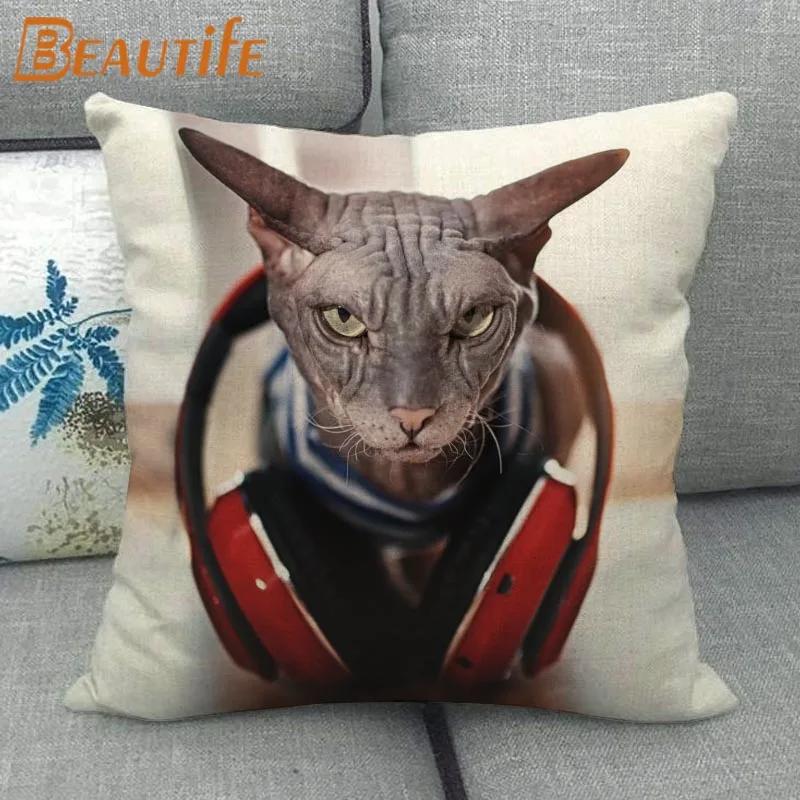 

45X45 см наволочка с изображением кота сфинкса и квадратной молнией, хлопково-льняная ткань, наволочки для спальни, дома, декоративные подарки для мальчиков и девочек 45x45cm 18x18in