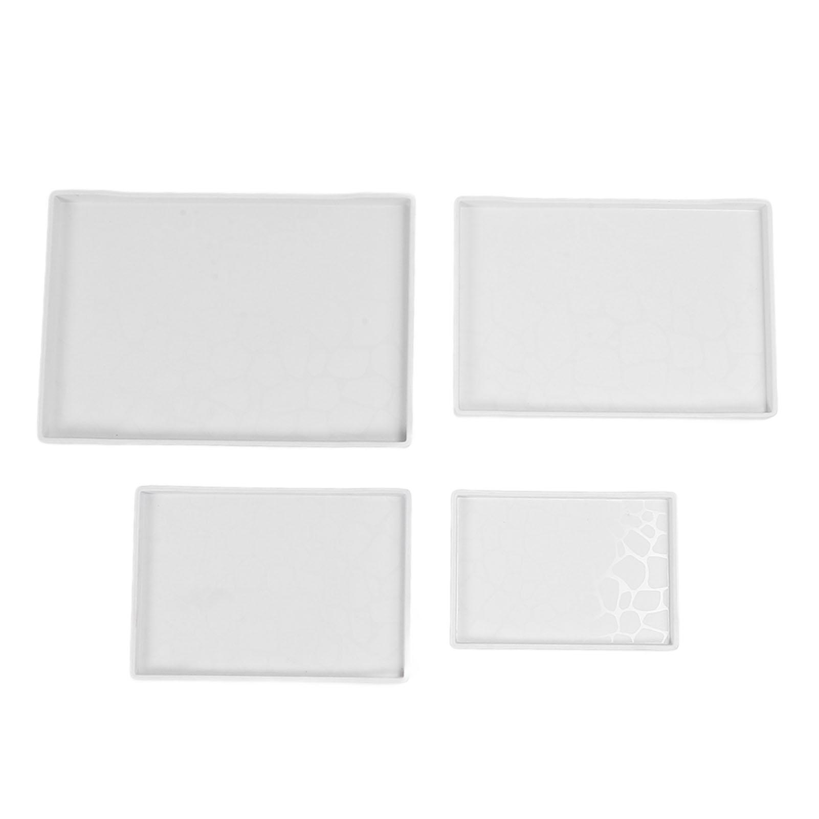

4шт Пластиковый поднос для сервировки, легкий многофункциональный прямоугольный поднос для фруктов, набор тарелок белый