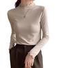 Women's Long-Sleeve T-Shirt: New Autumn/Winter Korean Style, High Neck, Slim Fit, Flattering with Ruffled Hem – Ideal Base Layer.