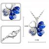 Four-leaf clover sky blue heart necklace silver plated crystal gift good luck fortune children friendship lover trend jewelry gem sparkle