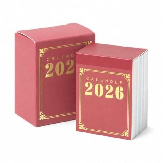 Aishaba 2026 Year Daily Calendar Mini Desktop 365 Days Removable One Page Time Dedicated Case Retro