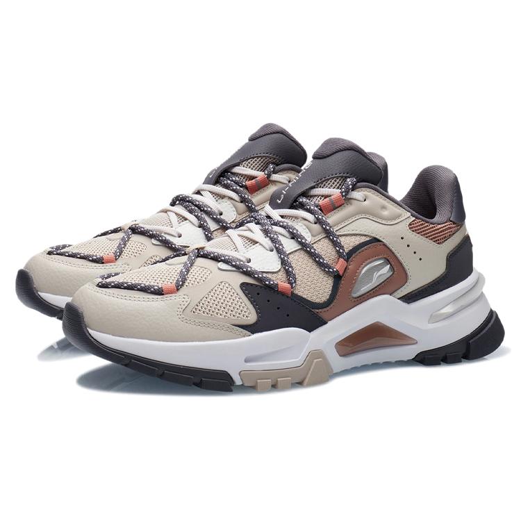 Li Ning Reverse Fantasy Comfortable And Trendy Cushioning Slip Resistant Sports Casual Shoes Men's Oat Gray AGLR183-2