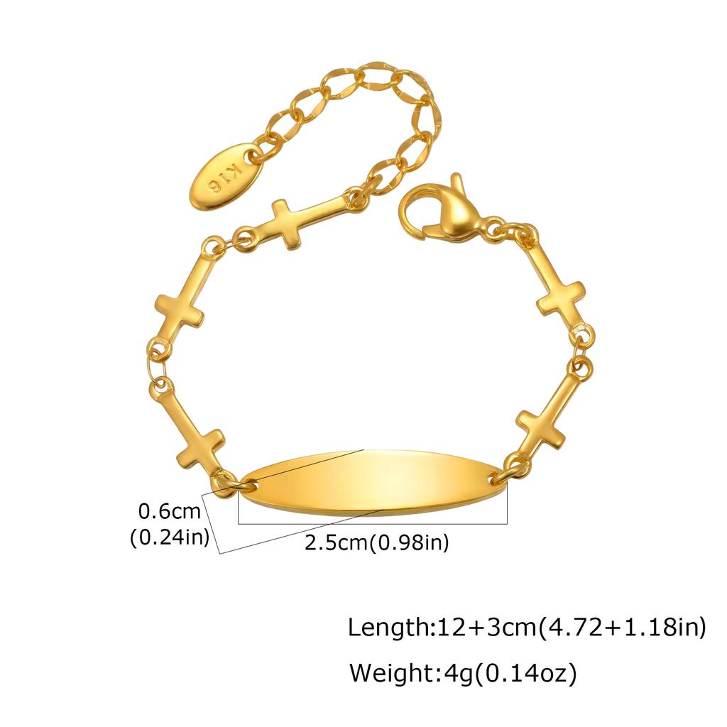 For Children Engrave Custom ID Name Bracelet Heart Cross Chain Stainless Steel Personalized Jewelry Birthday Gift for Girl Boy