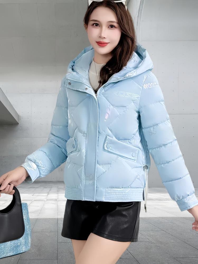 Colorful glossy down cotton-padded jacket for women's short winter new thickened cotton-padded jacket