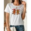 Women'S Short-Sleeved T-Shirt with Ginger Candy Cookie Theme, Round-Neck Short-Sleeved T-Shirt, Patterned Printed Round-Neck T-Shirt,